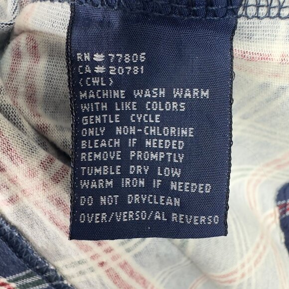 Vintage Tommy Hilfiger Polo Shirt Men XL Plaid Green Collar XL Navy Red Green - Picture 7 of 10